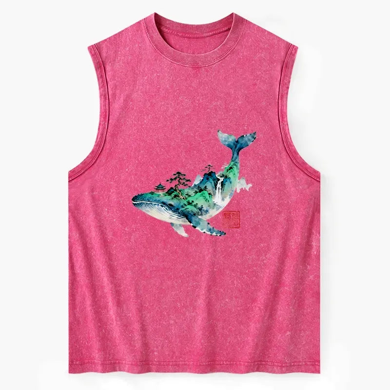 Kyoto-Lion Whale Ink Painting Landscape Washed Tank