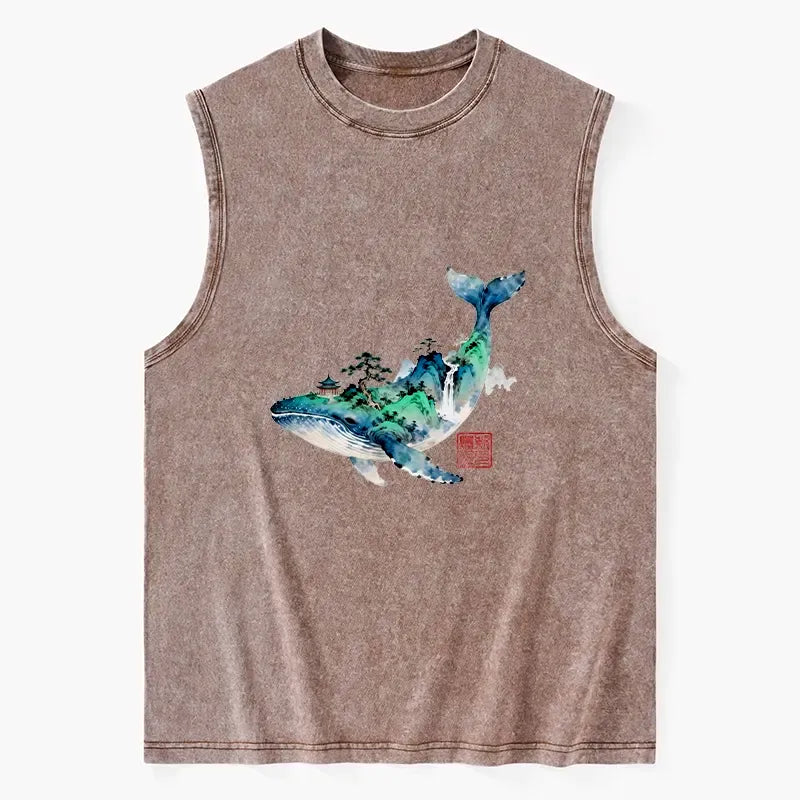 Japanese Whale Ink Painting Washed Tank