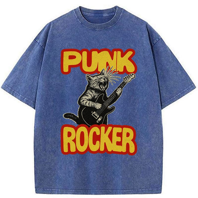 Kyoto-Lion Punk Rock Kitty Washed T-Shirt