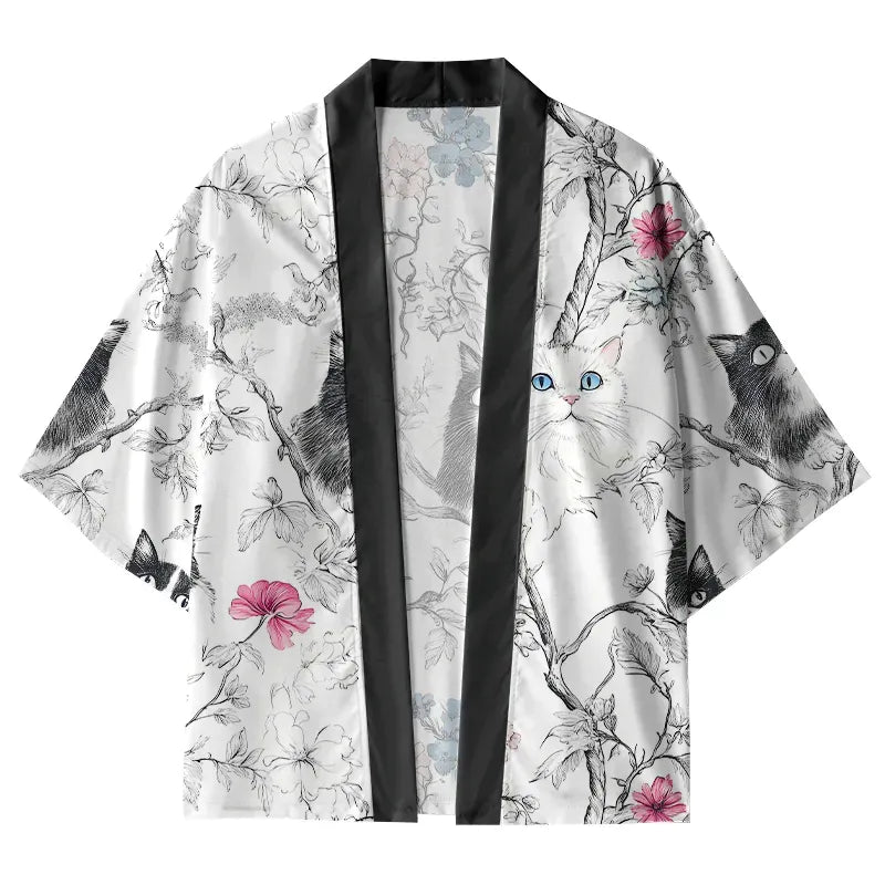 Black and White Cat on Branch Cardigan