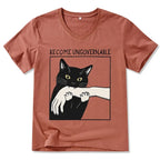 Japanese Black Cat V-Neck T-Shirt