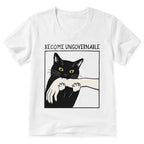 Kyoto-Lion Black Cat Biting V-Neck Classic T-Shirt