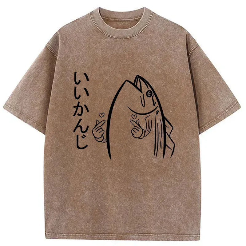 japanese washed t-shirt free shipping