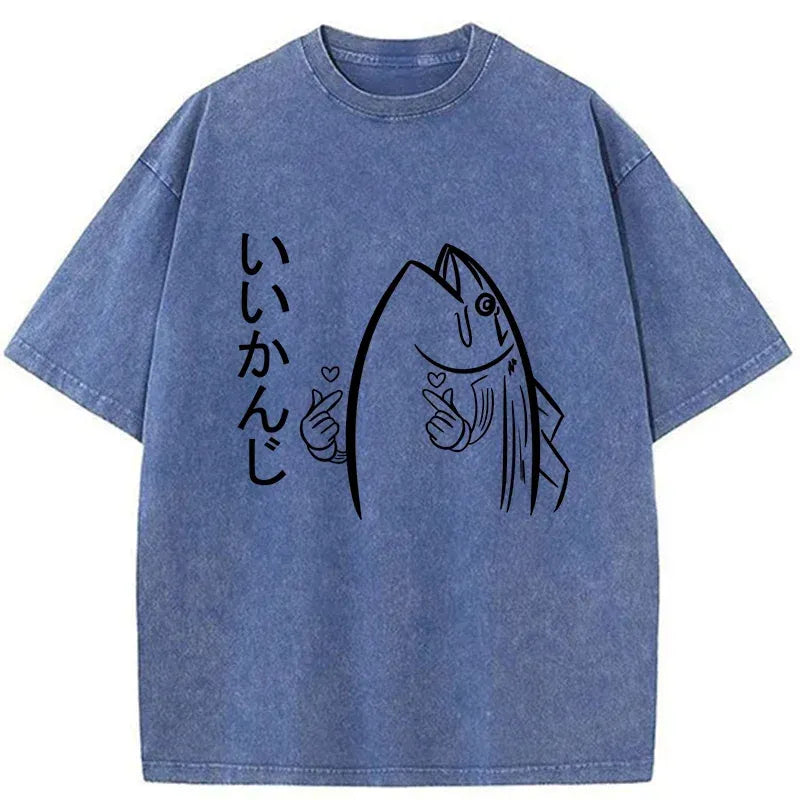 japanese washed t-shirt free shipping