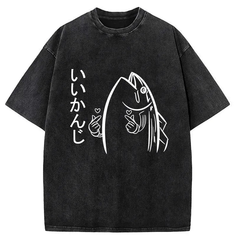 japanese washed t-shirt free shipping