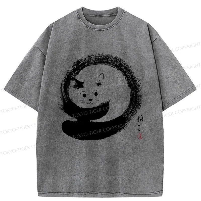 Vintage washed cat tee for summer