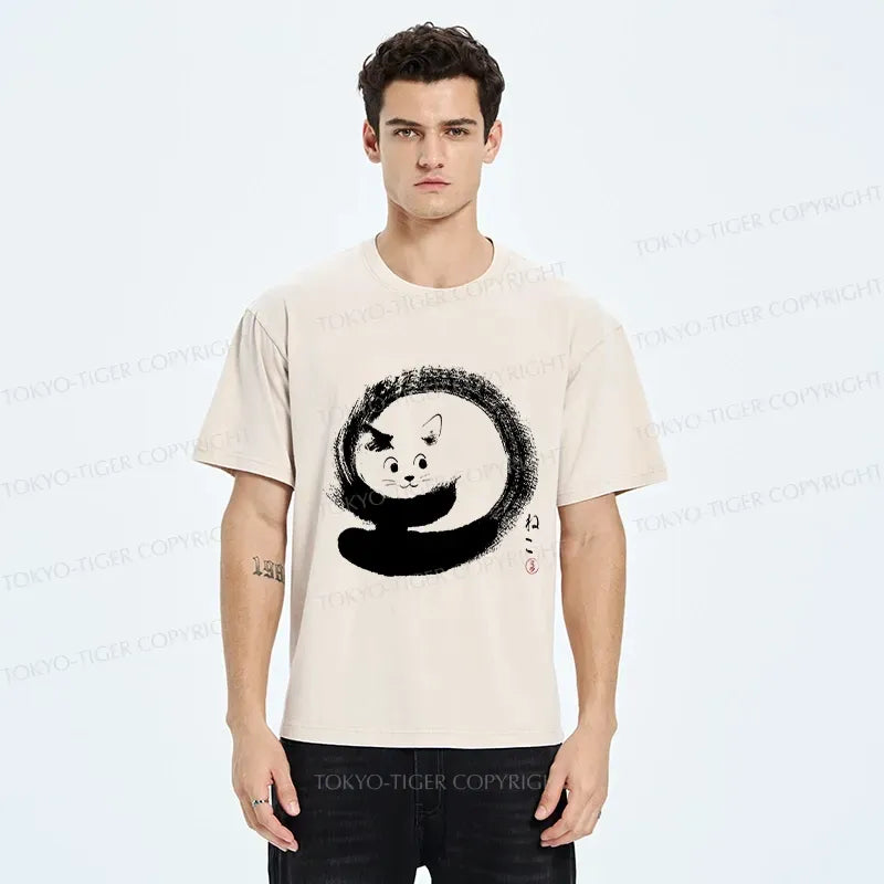Vintage washed cat tee for summer