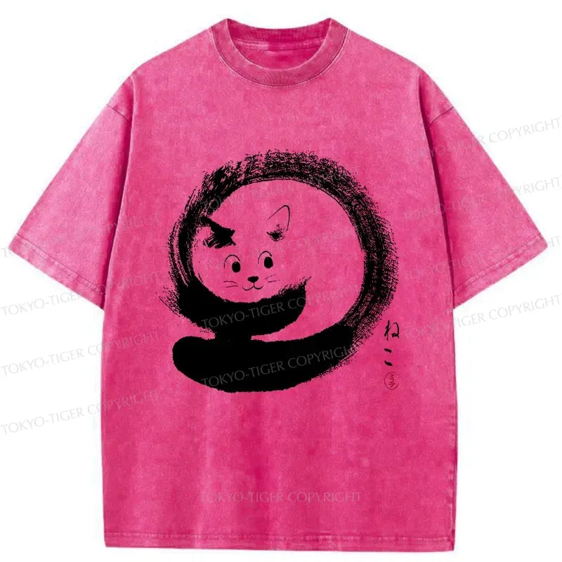 Kyoto-Lion Retro Cat Enso Washed T-Shirt