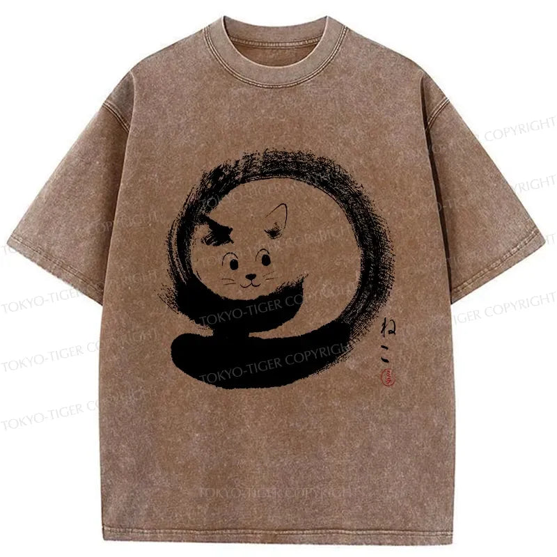 Japanese retro cat enso t-shirt