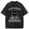Vintage Washed T-Shirt with Cat Design