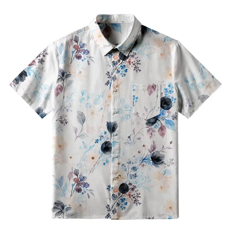 Kyoto-Lion Pastel Floral Button-up Shirt