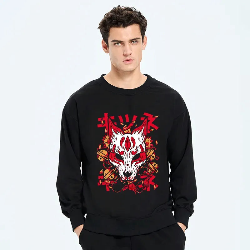 Japanese Fox Mask Sweatshirt Free Shipping