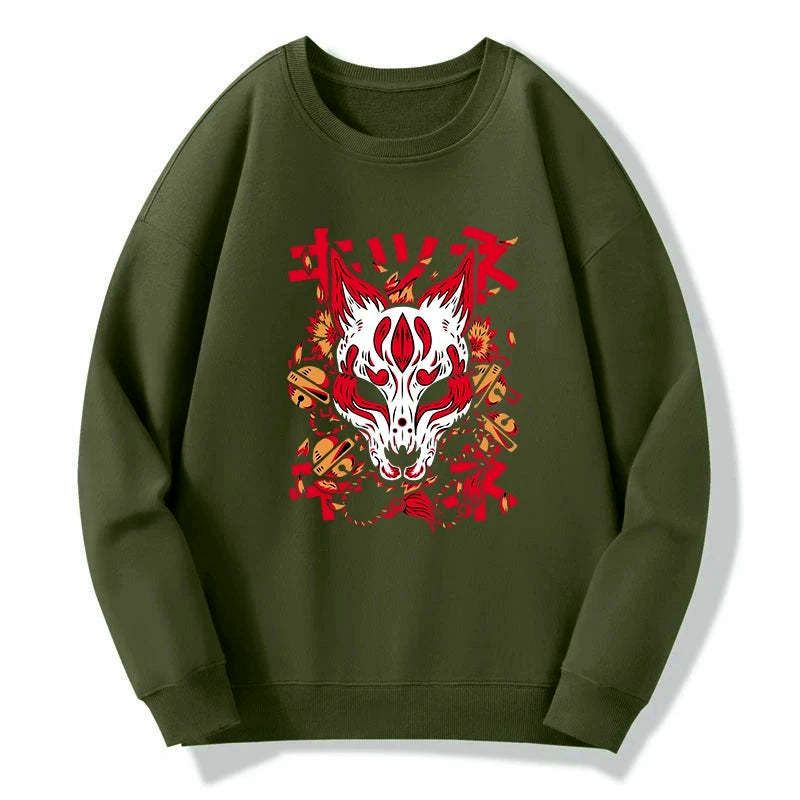 Kyoto-Lion Japanese Kitsune Mask Sweatshirt