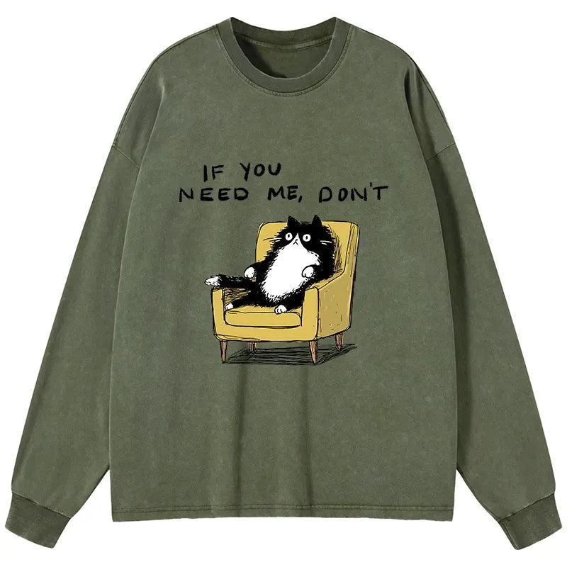 Kyoto-Lion Unavailable Cat Washed Long Sleeve T-Shirt