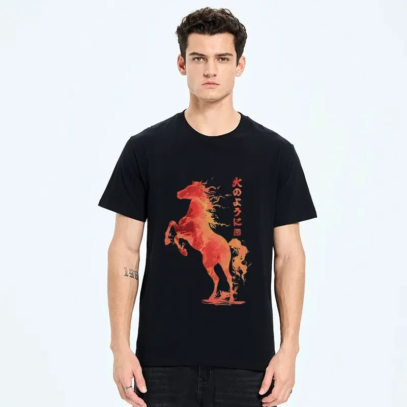 Kyoto-Lion Fire Horse Japanese Art Classic T-Shirt
