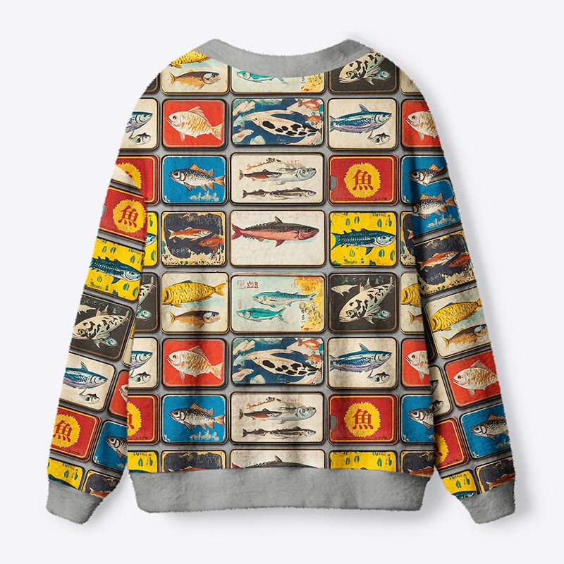 Kyoto-Lion Kyoto-Lion Vintage Fish Collection Ugly Cardigan Sweater