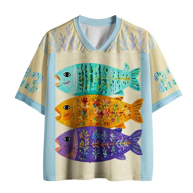 Kyoto-Lion Three Fat Fish Funny Mesh Jersey