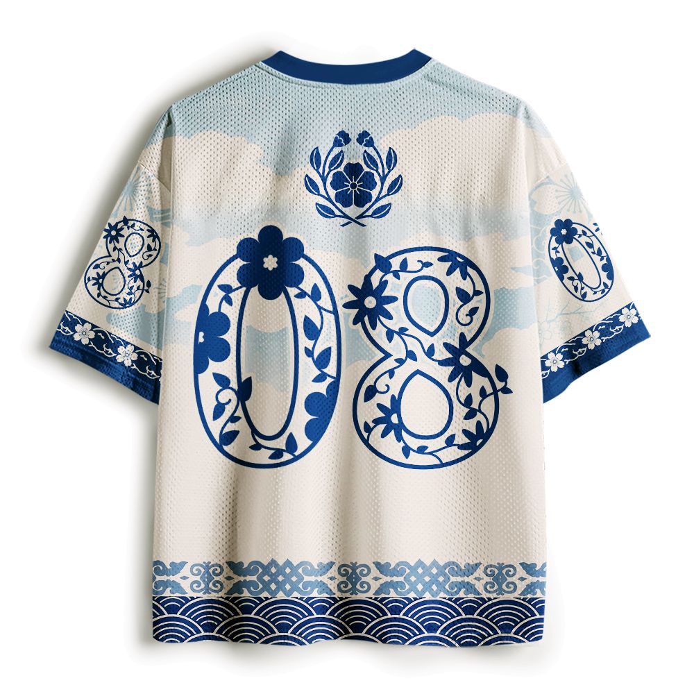 Kyoto-Lion Japanese Sakura Floral Mesh Jersey