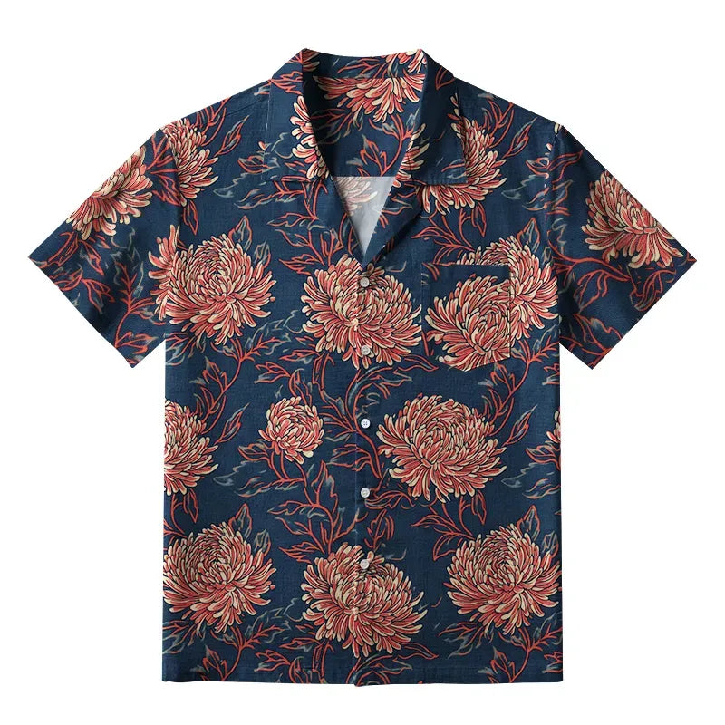 Kyoto Blooming Chrysanthemums Shirt for Daily Wear