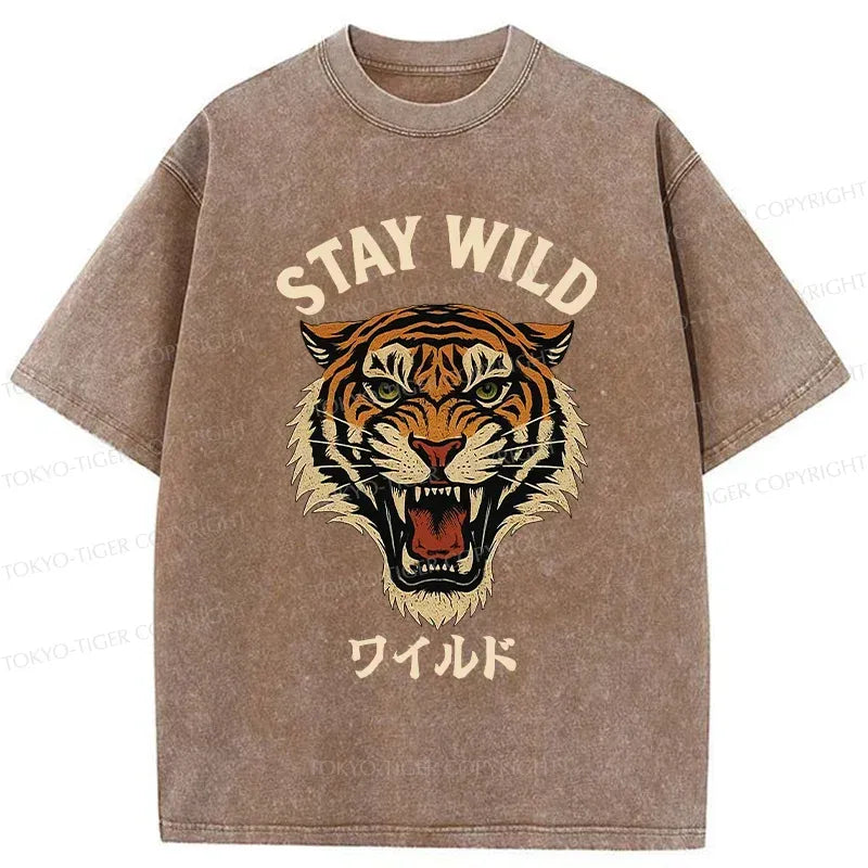 Kyoto-Lion Wild Tiger Retro Washed T-Shirt