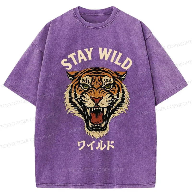 Kyoto-Lion Wild Tiger Retro Washed T-Shirt