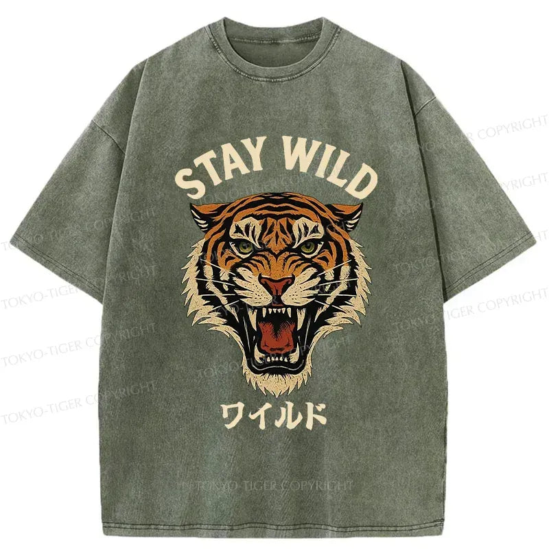 Japanese Retro Washed Tiger T-Shirt