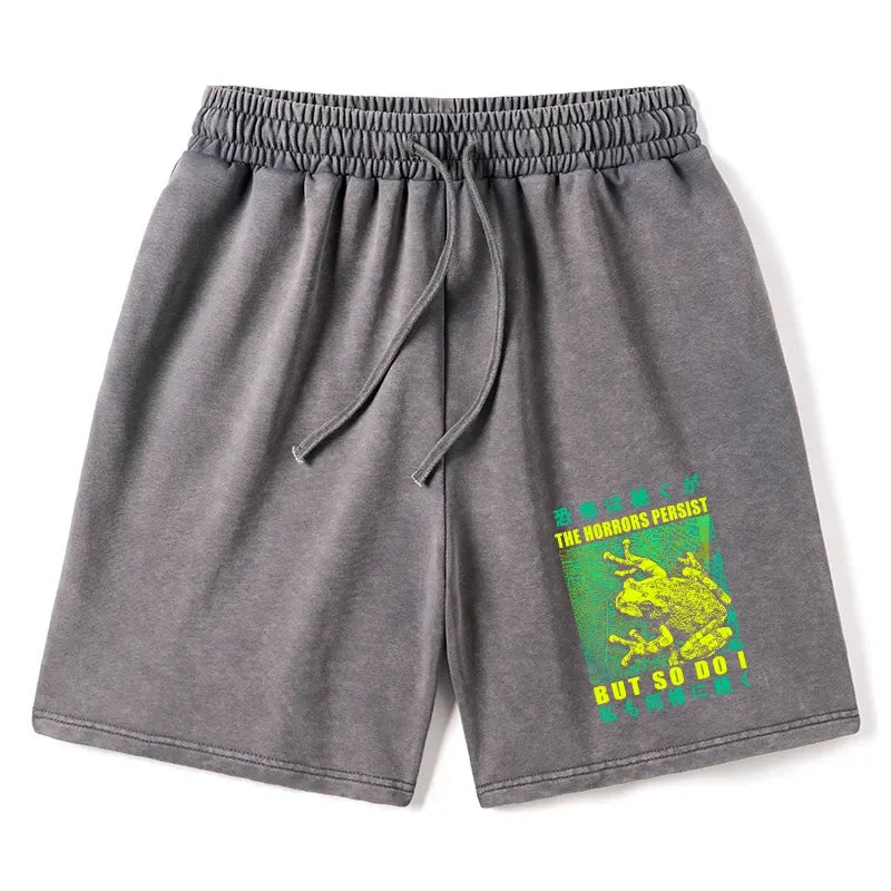 Kyoto-Lion The Horrors Persist Frog Washed Shorts