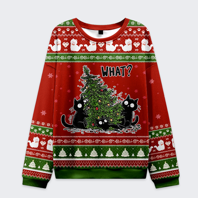 Funny Cat Christmas Sweatshirt Gift for Her