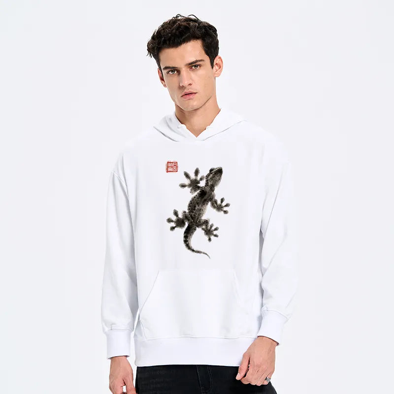 Kyoto-Lion Minimal Asian Ink Brush Gecko Vibe Classic Hoodie