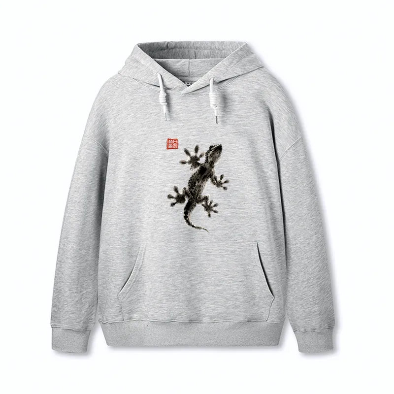 Kyoto-Lion Minimal Asian Ink Brush Gecko Vibe Classic Hoodie