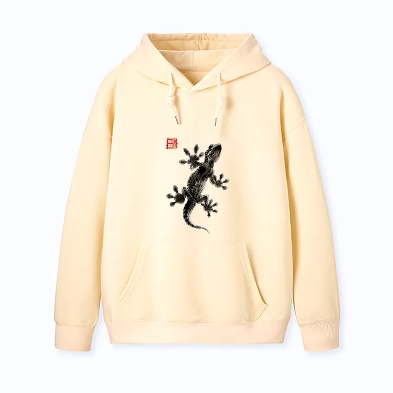 Kyoto-Lion Minimal Asian Ink Brush Gecko Vibe Classic Hoodie