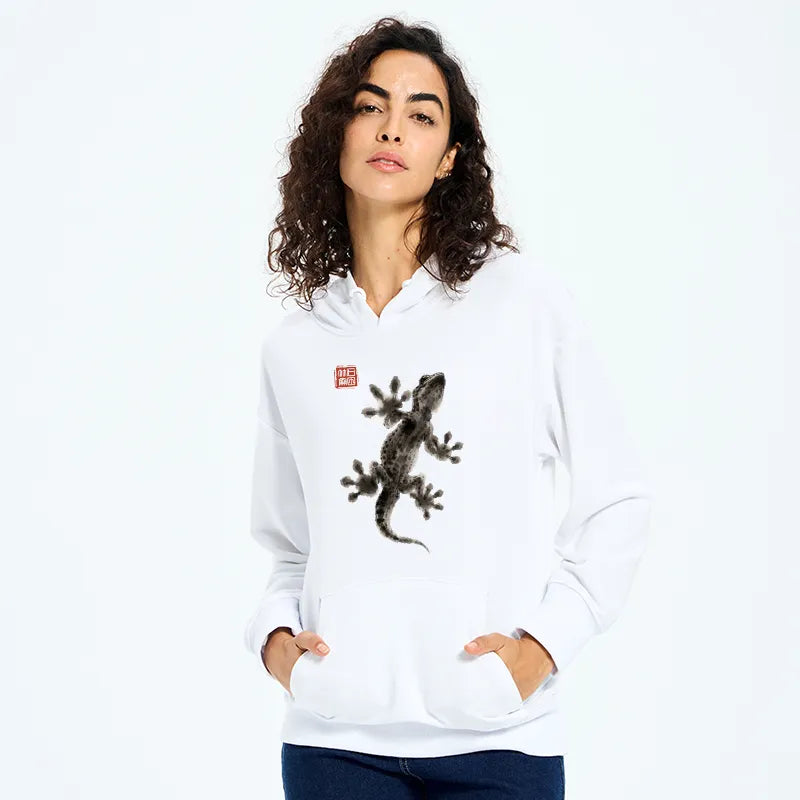 Kyoto-Lion Minimal Asian Ink Brush Gecko Vibe Classic Hoodie