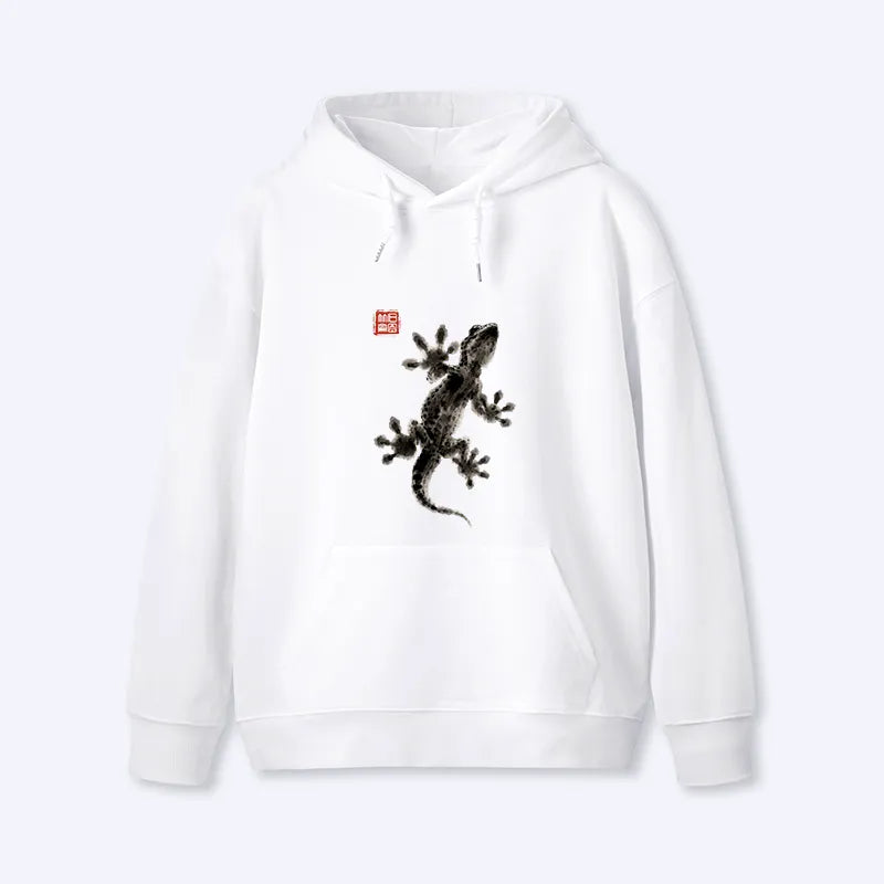Kyoto-Lion Minimal Asian Ink Brush Gecko Vibe Classic Hoodie