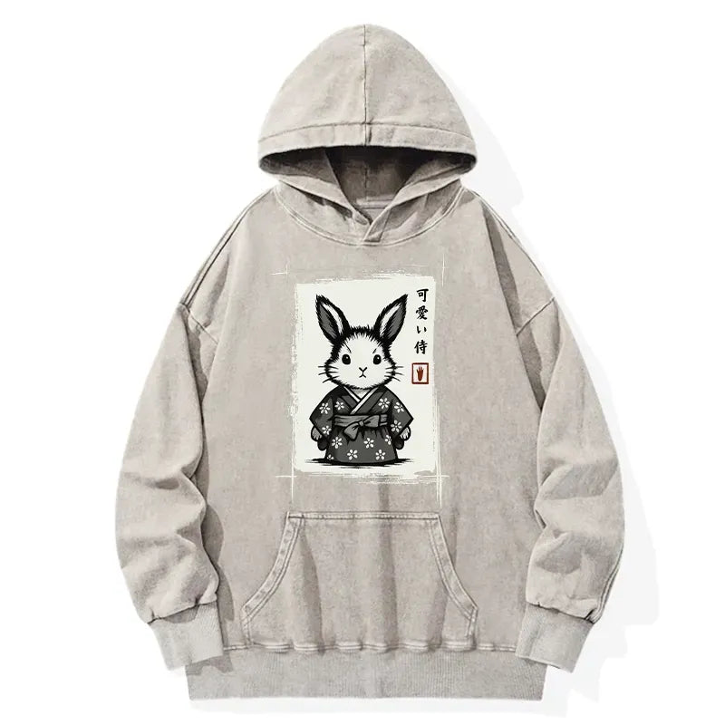 Kyoto-Lion Woodcut Bunny Washed Hoodie