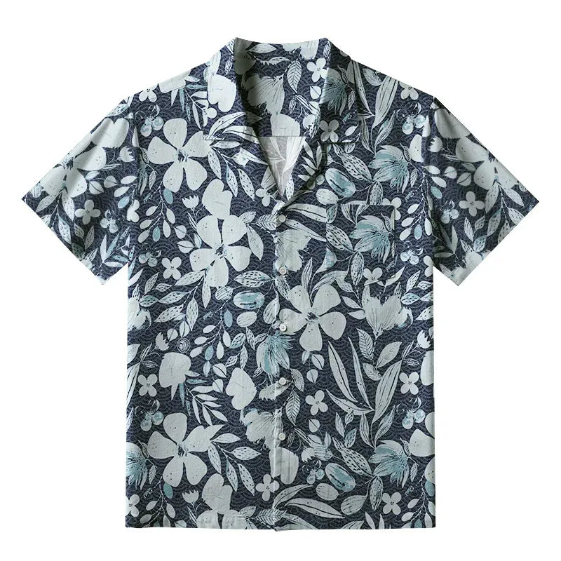 Japanese Floral Aloha Shirt for Summer