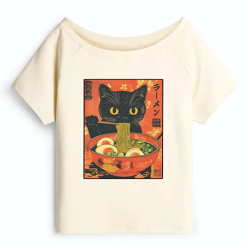 Funny Ramen Cat Shirt for Women