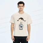 Japanese Naughty Cat Washed T-Shirt
