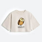 Funny Owl Meme Crop T-Shirt for Women