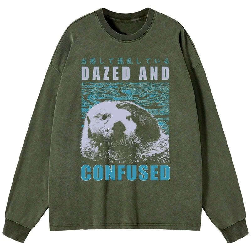 Kyoto-Lion Question The Otter Japanese Washed Long Sleeve T-Shirt