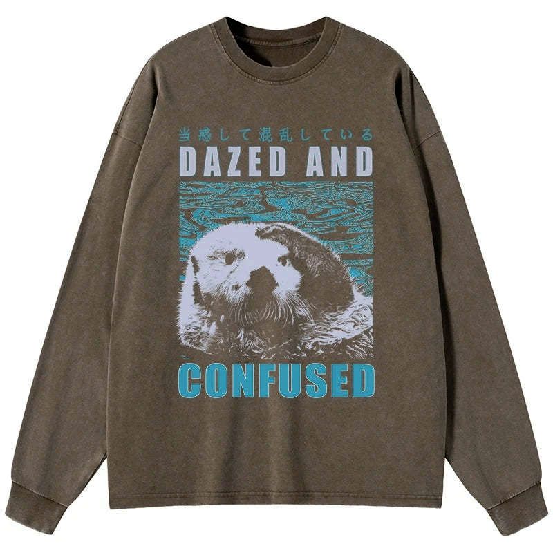 Kyoto-Lion Question The Otter Japanese Washed Long Sleeve T-Shirt