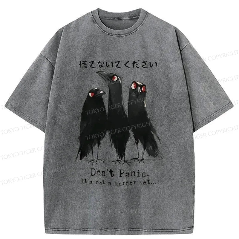 Funny three crows Japanese t-shirt for daily wear