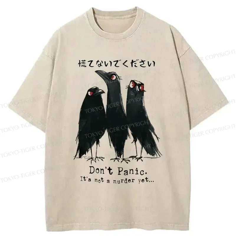 Kyoto-Lion Funny Three Crows Washed T-Shirt