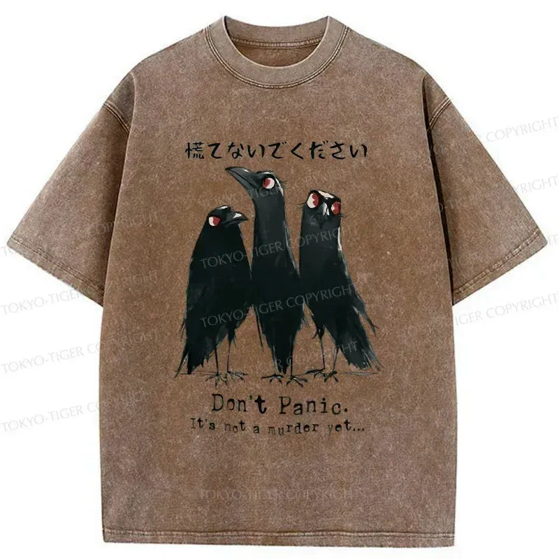 Kyoto-Lion Funny Three Crows Washed T-Shirt