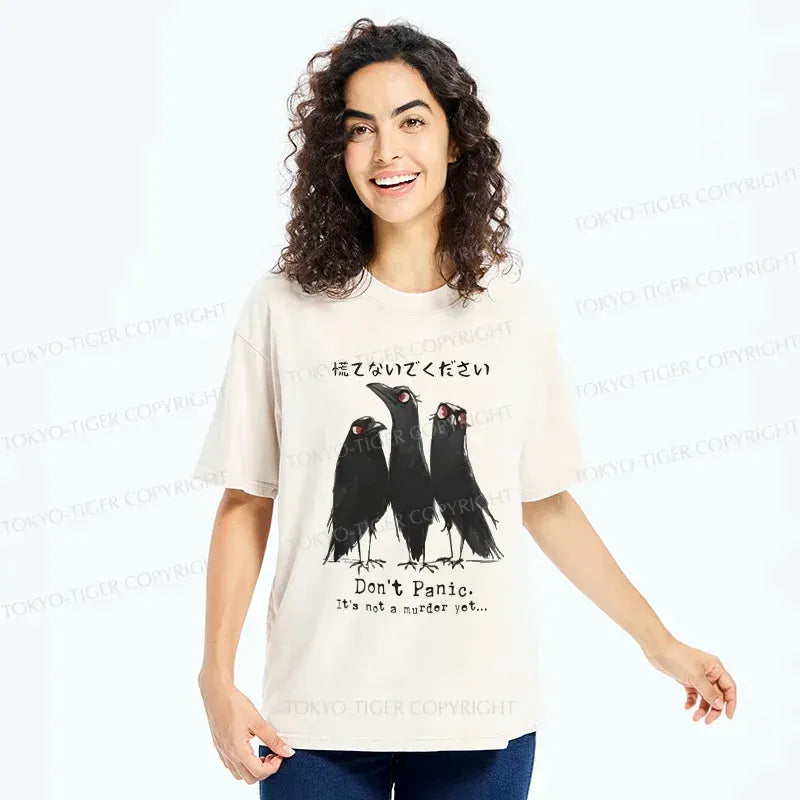 Funny three crows Japanese t-shirt for daily wear
