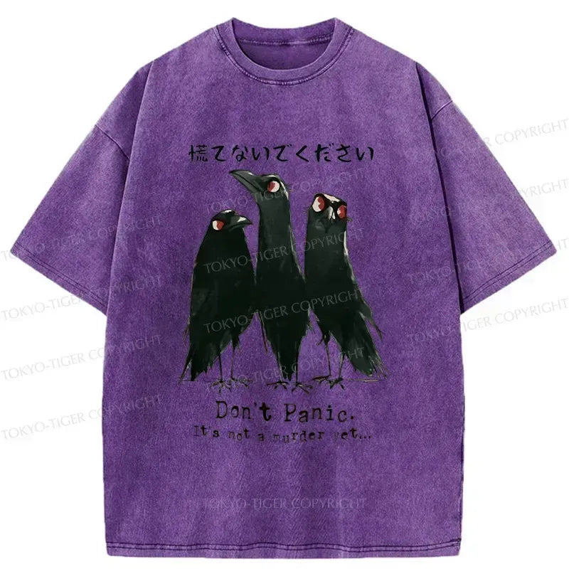 Kyoto-Lion Funny Three Crows Washed T-Shirt
