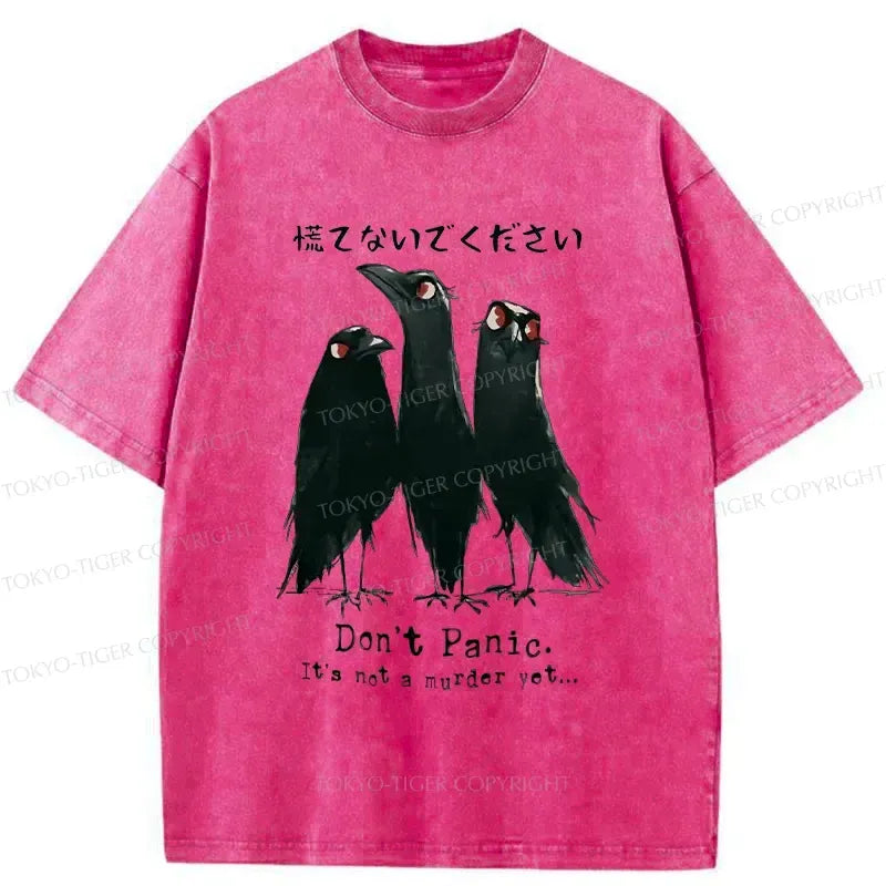 Kyoto-Lion Funny Three Crows Washed T-Shirt