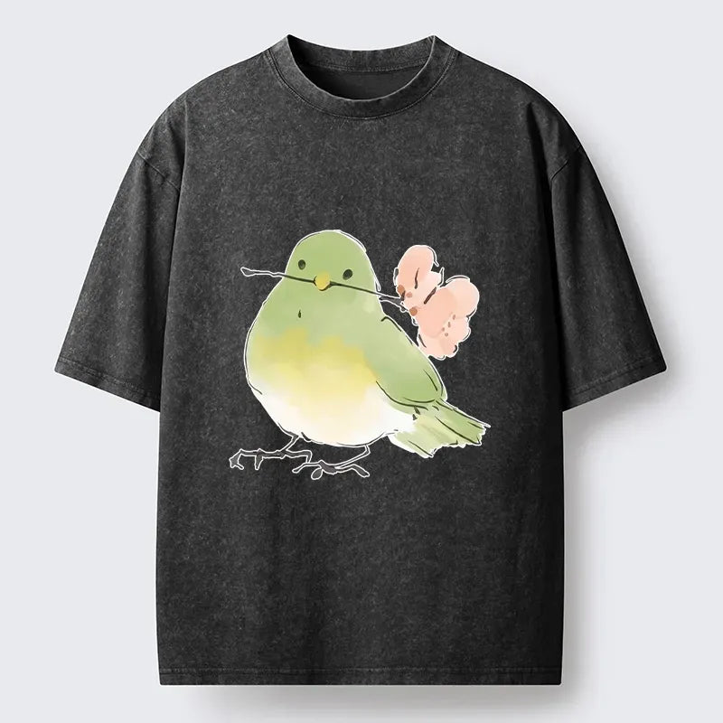 Japanese cute bird art t-shirt