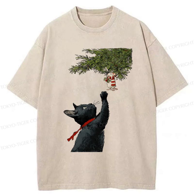 Kyoto-Lion A Christmas Tale: The Cat And The Mouse Washed T-Shirt