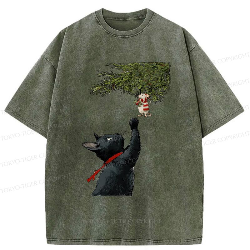 Kyoto-Lion A Christmas Tale: The Cat And The Mouse Washed T-Shirt