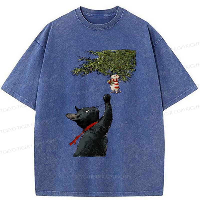 Kyoto-Lion A Christmas Tale: The Cat And The Mouse Washed T-Shirt
